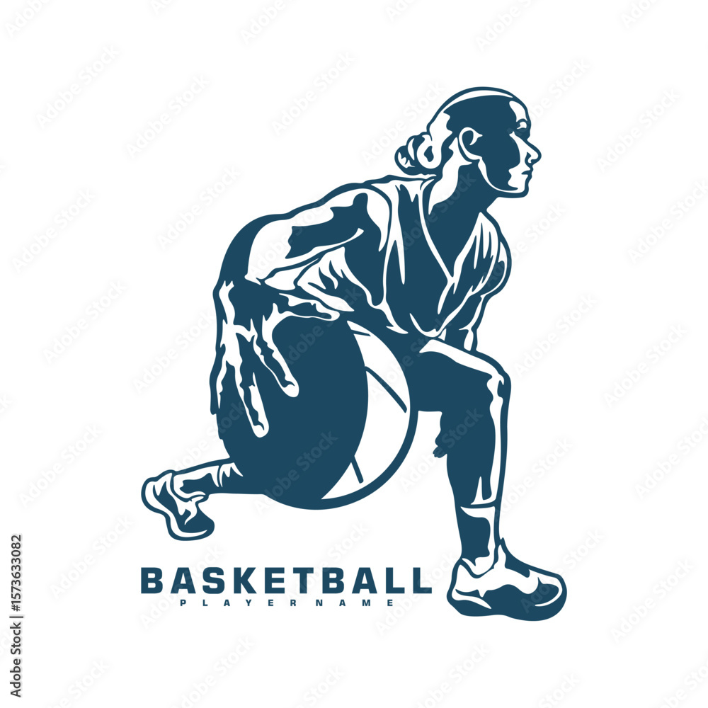 Fototapeta premium Basketball Player logo design vector. Silhouette Basketball Women Player Template Illustration. Icon Symbol