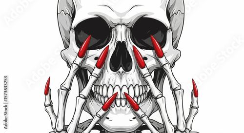 Skull with painted nails