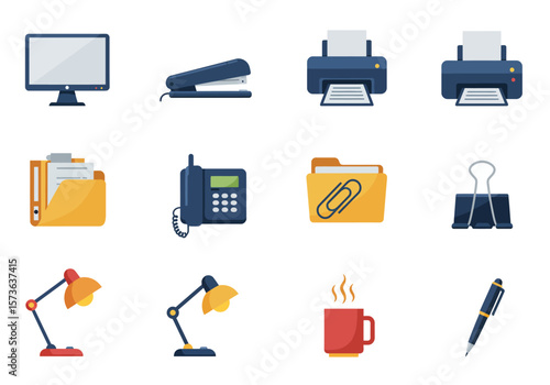 An arrangement of office supplies