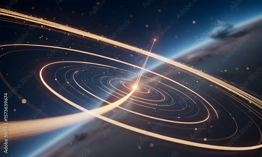 Fototapeta premium Abstract space scene with swirling particles