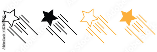 Shooting Star and Bethlehem Comet Icons Set – Celestial Christmas Vector 
Collection in Flat Style