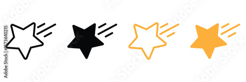 Shooting Star and Bethlehem Comet Icons Set – Celestial Christmas Vector 
Collection in Flat Style