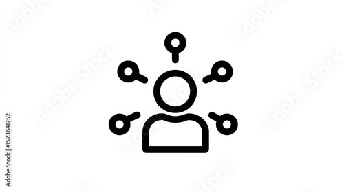Simple black line icon of a person with radiating connections