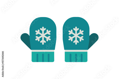 Pair of woolen mittens with snowflake pattern cozy winter wear vector art illustration