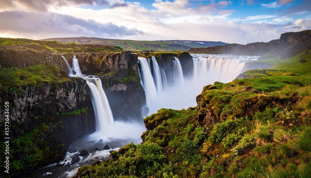 Fototapeta premium Majestic waterfalls cascading over cliffs