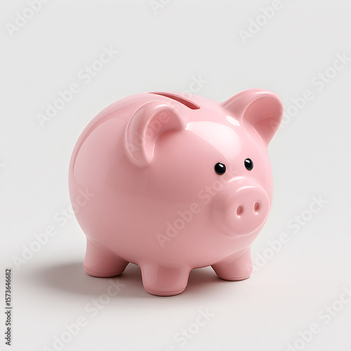 Close-Up of Pink Ceramic Piggy Bank