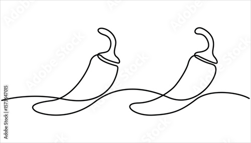 Continuous single line drawing of hot chili vector illustration. Continuous one line drawing of red chili pepper line art vector sketch vector illustration design. one continuous line chili.
