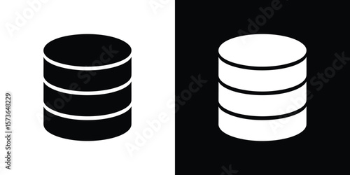 Minimalist Illustration Database Icons in Black and White Split Background Design