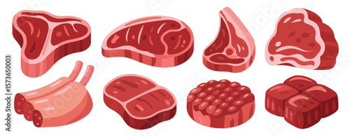 Various Cuts of Raw Beef and Lamb Meat