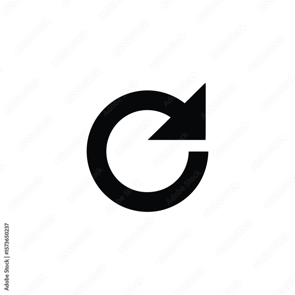 Solid Black Circular Arrow Pointing Right on a White Background Illustration Solid Black Circular Arrow Pointing Right on a White Background Illustration