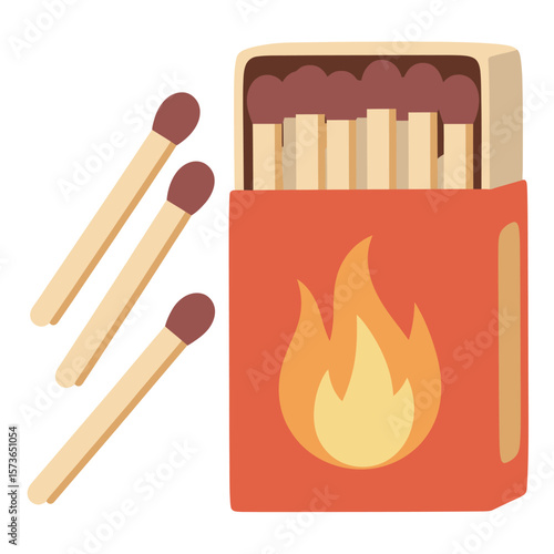 Matchbox with Matches and Flame Symbol
