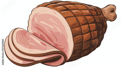 Sliced Baked Ham Illustration