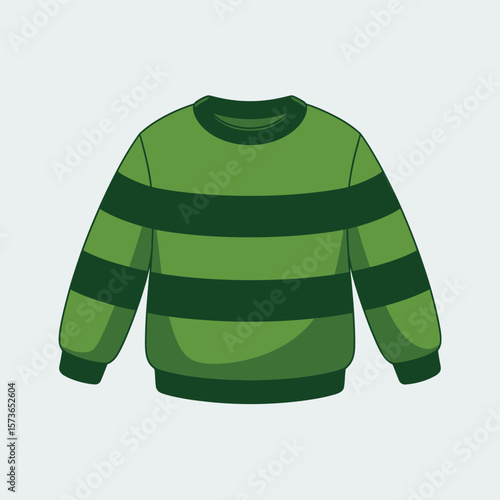 Green Striped Crewneck Sweater Illustration