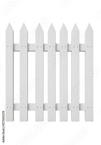 Illustration of White Picket Fence Isolated with Transparent Background