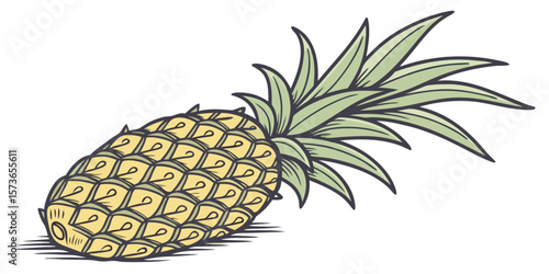 Tropical Pineapple Delight: A vibrant and appetizing illustration of a ripe pineapple, perfect for culinary projects and summer designs. 