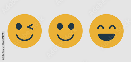 Three Different Emoji Faces - Winking Smiling Laughing