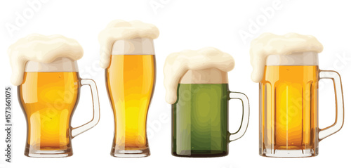 Frosty Beer Glasses with Foamy Heads