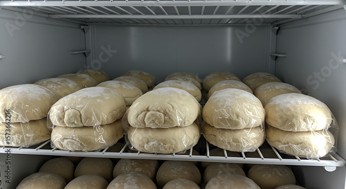 Frozen Bread Dough and Rolls in Glass Freezer
