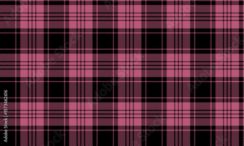 Seamless plaid fabric pattern, black, pink, luxurious and modern for fashion clothing, shirts, skirts, pants, aprons, tablecloths, enhance the brand image stylishly.