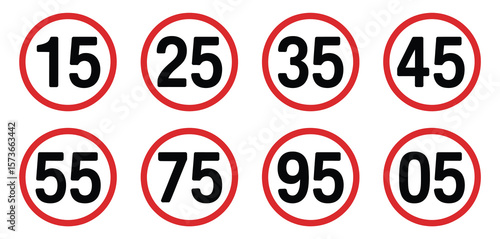 Speed Limit Signs Set 15-95