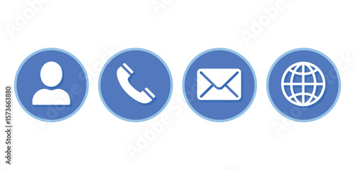 Contact Us Icons Set in Blue Circles
