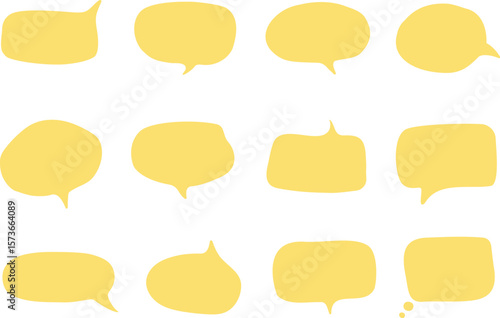  Organic Yellow Speech Bubble Set – Hand Drawn Chat Balloons