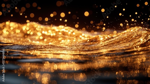 Golden waves sparkle, night background, luxury, design