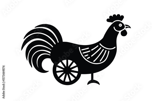 Bengali rooster motif in rickshaw art style colorful animal vector art illustration