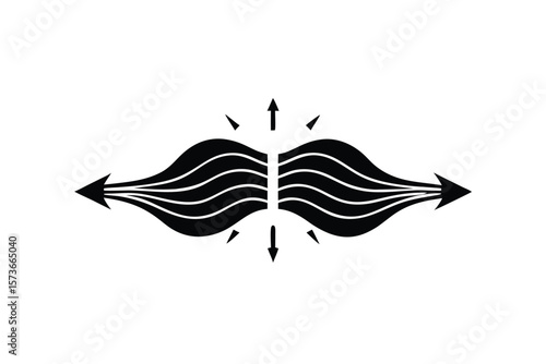 Breath icon with arrows in soothing minimal style mindful calm vector art illustration