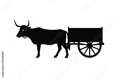 Bullock cart folk scene illustration rural transport vector art illustration