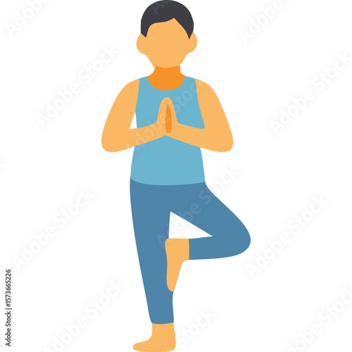 Person Performing Tree Pose Yoga Asana Illustration