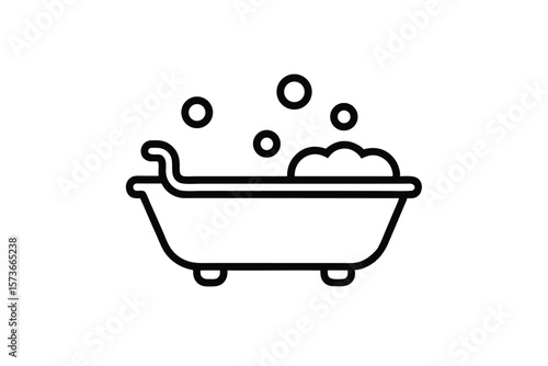 Clean bubble bath icon in simple line design soothing selfcare vector art illustration
