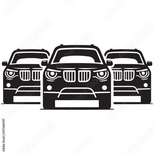 SUV Front Silhouette Vector Trio – Aggressive Car Design Icons


