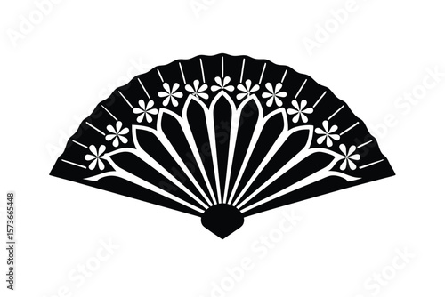 Colorful fan motif with folk style illustration cultural decor vector art illustration