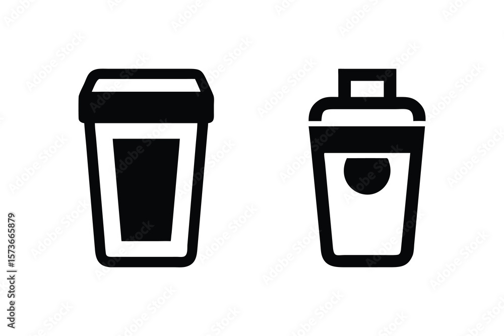custom made wallpaper toronto digitalTwo simple black and white vector icons representing a coffee cup and a shaker bottle on a white background