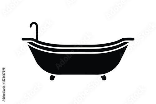Minimal bath tub icon for relaxation soothing selfcare vector art illustration