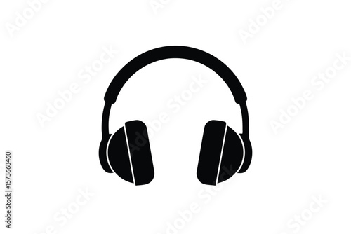 Minimal sound therapy headphones icon audio wellness vector art illustration
