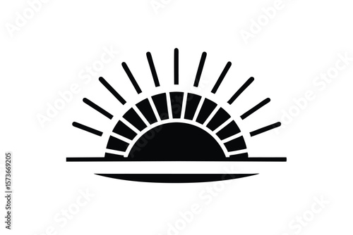 Simple sunrise icon for morning wellness new beginnings vector art illustration