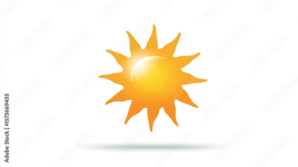 Illustration of a stylized, radiant sun with spiky rays and a glowing center, casting a shadow Illustration of a stylized, radiant sun with spiky rays and a glowing center, casting a shadow