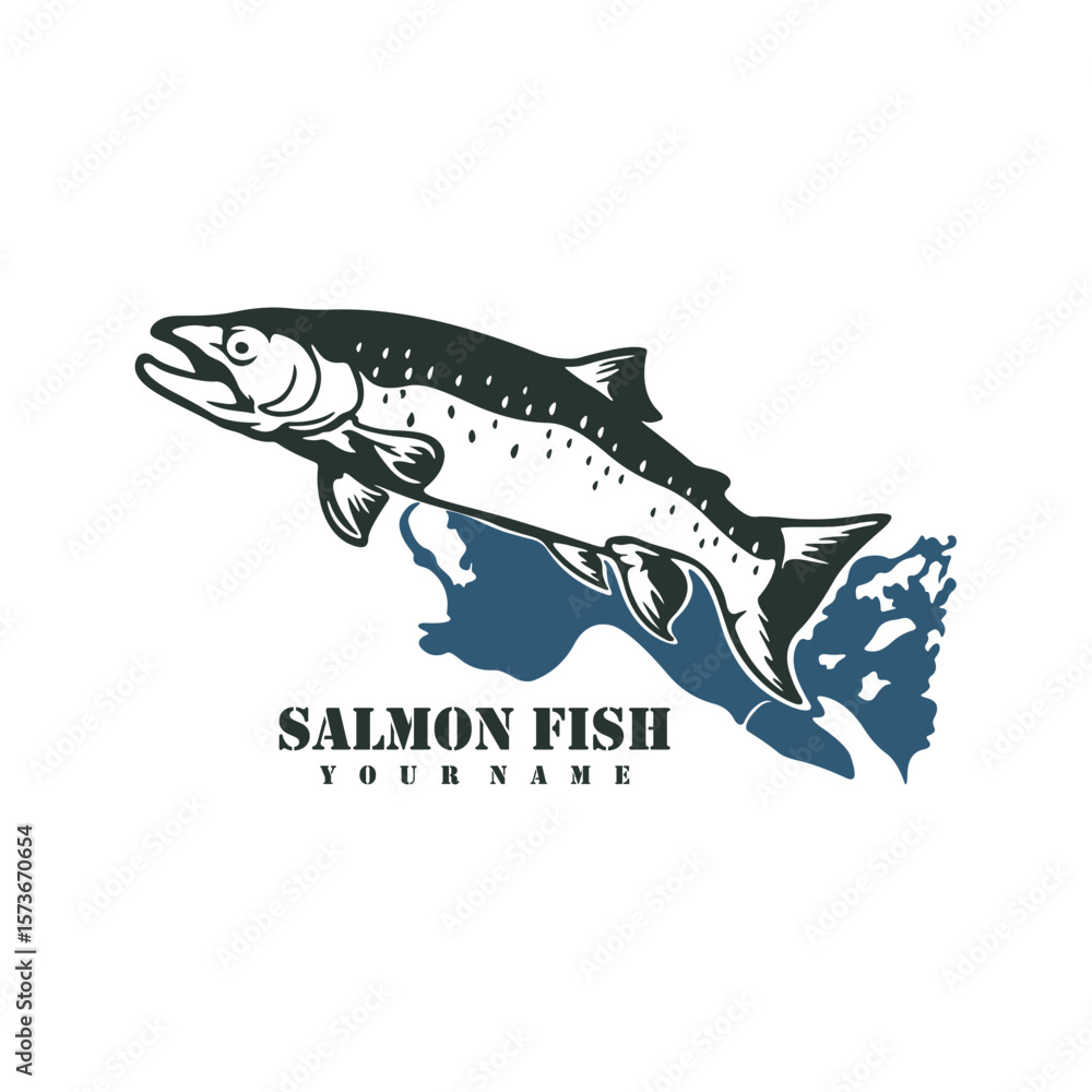 Fototapeta premium Salmon Fish logo design vector. Silhouette Salmon Fish Template Illustration. Icon Symbol