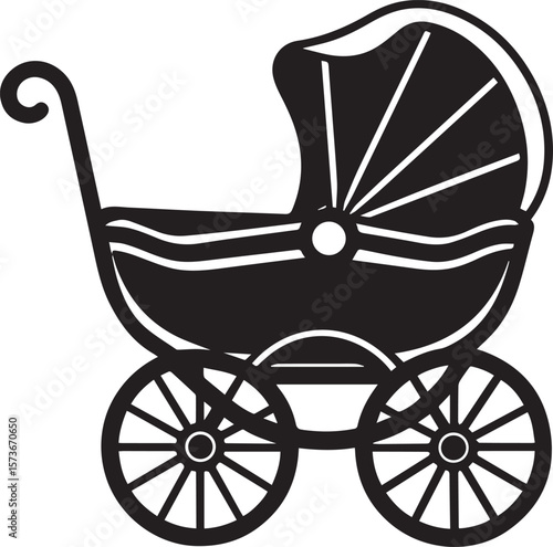 baby carriage vector illustration, baby carriage silhouette vector icon, logo design