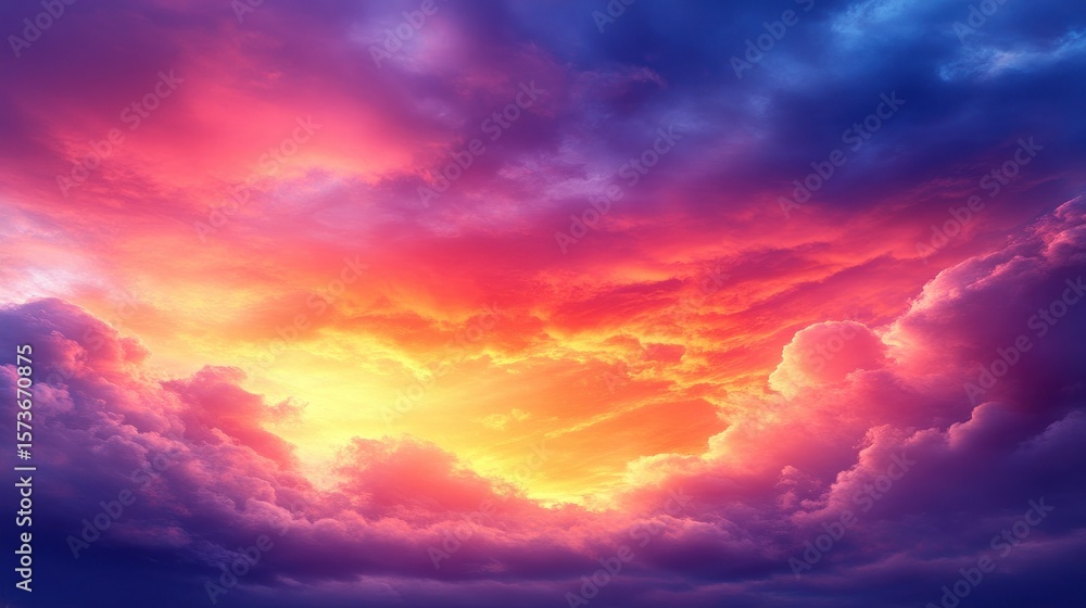 Obraz premium Colorful dramatic sky, sunset through clouds