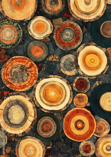 141. Abstract tree ring pattern in earthy tones