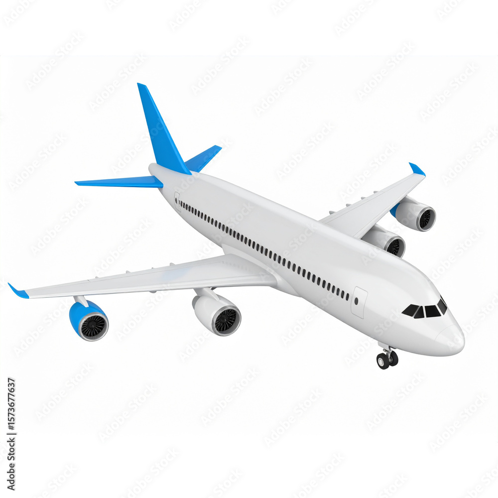 Commercial Jet isolated in 3d cartoon character on white background Commercial Jet isolated in 3d cartoon character on white background