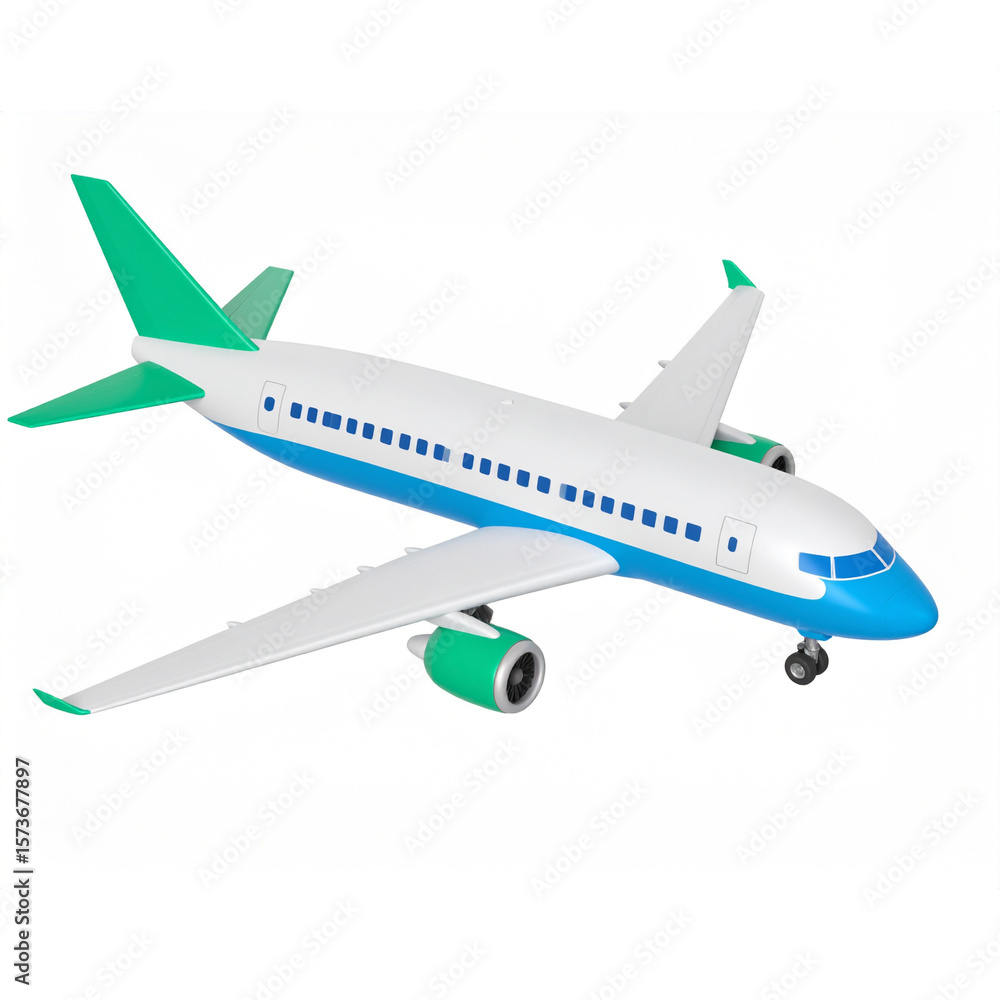 Commercial Jet isolated in 3d cartoon character on white background Commercial Jet isolated in 3d cartoon character on white background