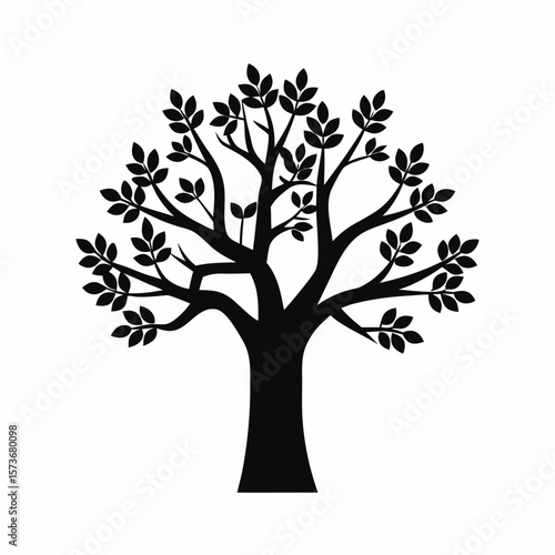 Sandalwood tree vector silhouette illustration isolated on white background