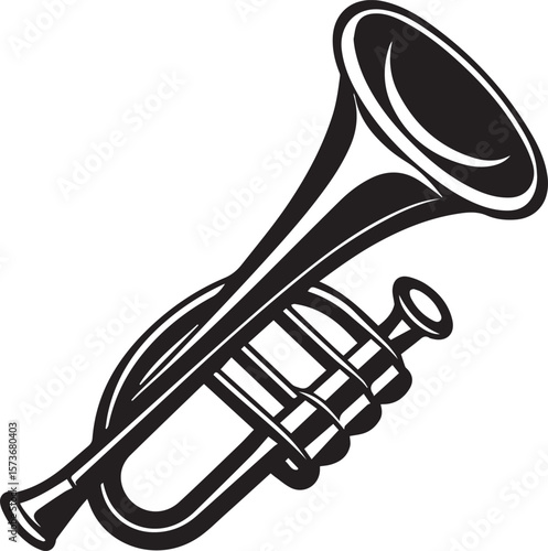 trumpet silhouette vector icon, trumpet isolated on black