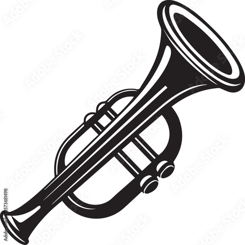 trumpet silhouette vector icon, trumpet isolated on black
