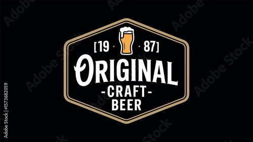 Original Craft Beer Hexagonal Logo Design