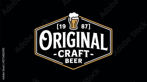 Original Craft Beer Hexagonal Logo Design